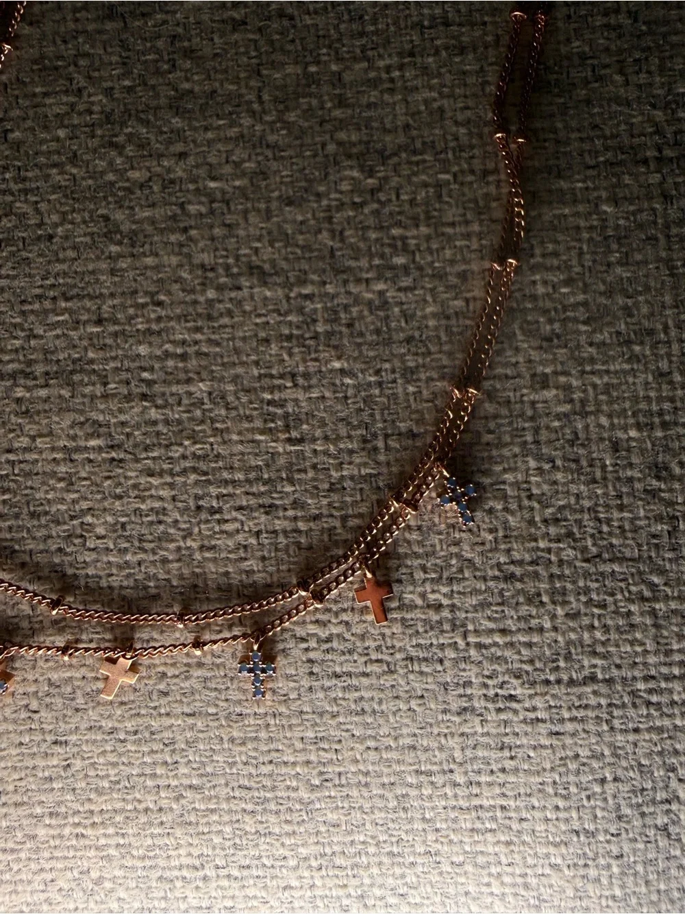 Astrid & Miyu Rose Gold Double-Layer Cross Necklace